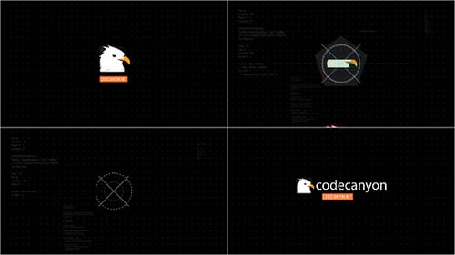 Digital Glitch Logo Reveal with Sci-Fi Code Elements