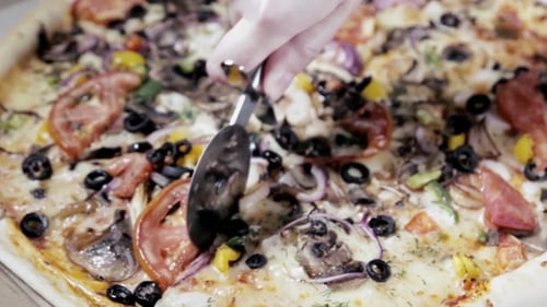 Cut Homemade Vegetarian Pizza