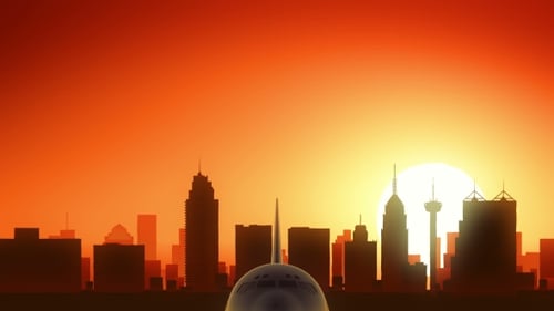 San Antonio Skyline Sunrise Take Off