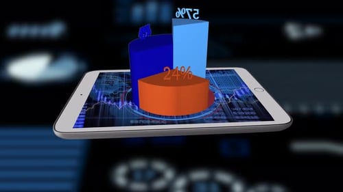 Digital Chart Diagrams Showing Sales Growth Progress Statistic