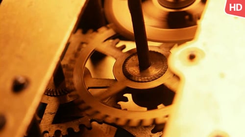 Clockwork Gears Turning in a Close Up Shot