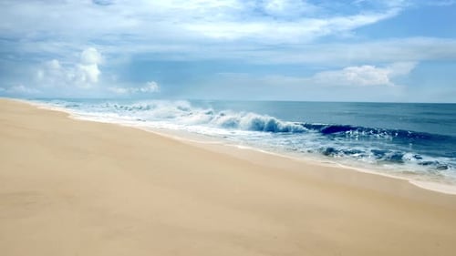 Empty Beach Seascape Aerial Drone Shot