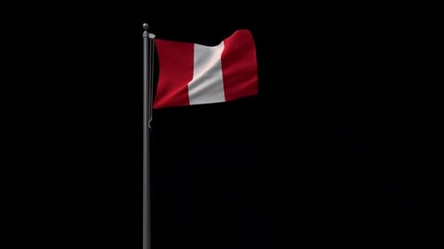 Realistic Peruvian Flag Waving on Black Background