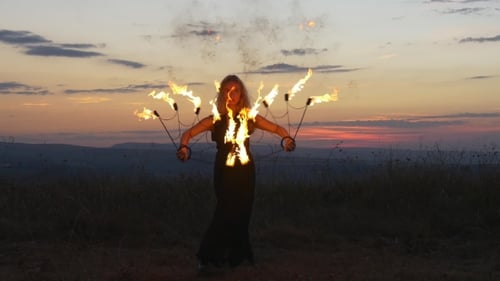 Blonde Haired Female Fire Dancer
