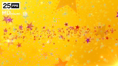 Sparkling Stars and Particles Moving Across a Golden Background