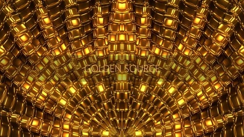 Abstract Golden Cubes Geometric Pattern Seamless Loop Background