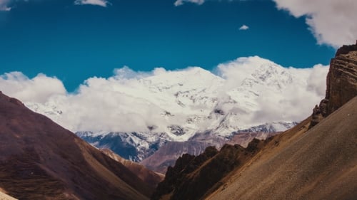 Mountain, Sky and Moving Clouds