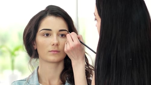 Design Of Eyebrows Girl In a Beauty Salon, Eye Shadow Applied With a Brush Eyebrows, Eyebrow Pencil