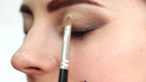 Close up Applying Eyeshadow Makeup to Eyelid