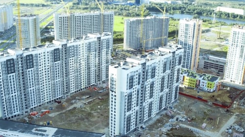 Flying Above Multi-storey Unfinished Building