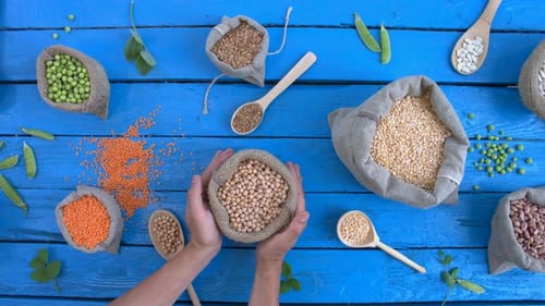 Variety of Grains and Beans Overhead