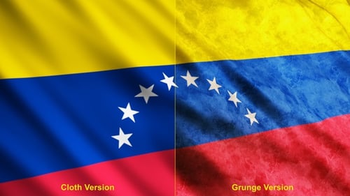 Looping Venezuelan Flag with Clean and Grunge Textures