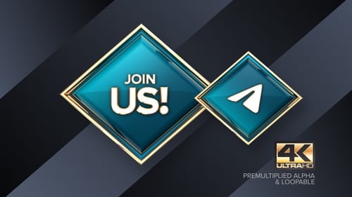 Telegram Mach mit! Rotierendes Schild 4K Looping Designelement