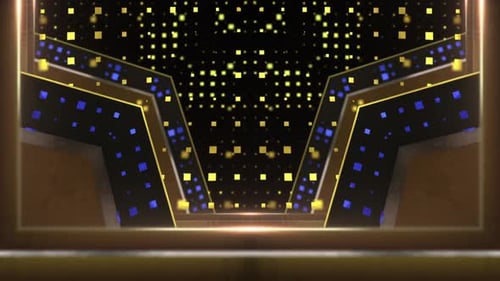 Stair Stage Glitter 2 Elegante Goldpartikel-Musikshow, Tunnelschleife, blau