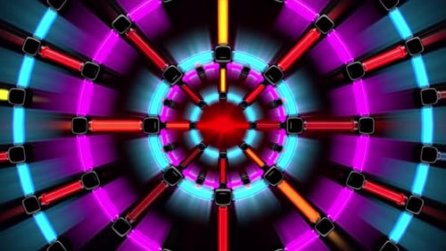 Abstract Radial Neon Light Tunnel Loop