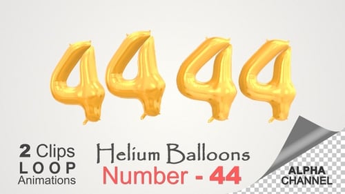 Golden Number 4 Balloon Element Looping Animation