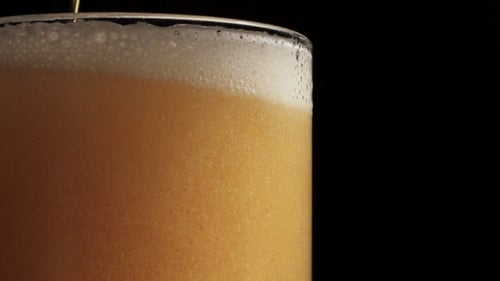Foamy Beer Poured into a Glass in Close Up