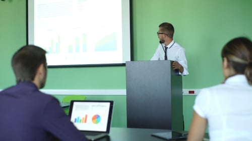 Business Presentation with Charts and Graphs in Office