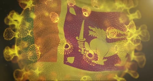 Sri Lanka Flag With Coronavirus Microbe Centered