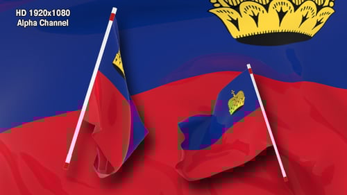 Waving Liechtenstein Flag with Alpha Channel