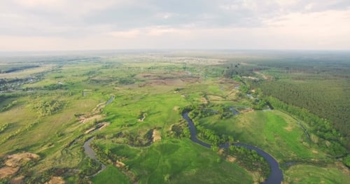 River Panorama. High Aerial View