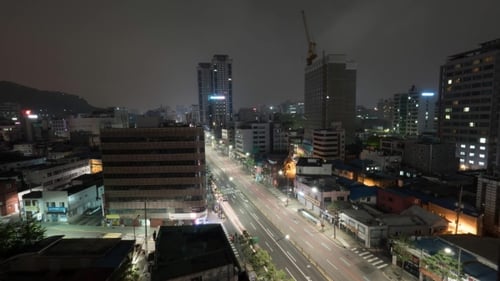 Road Traffic In Seoul At Night, South Korea