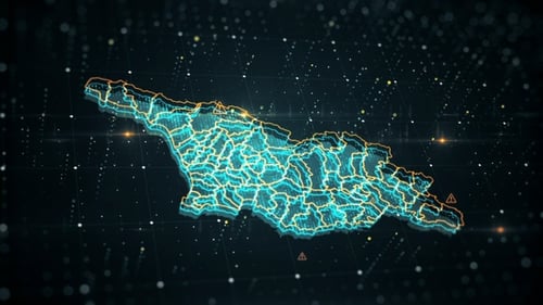 Futuristic Digital Map of Georgia with Data Network Animation