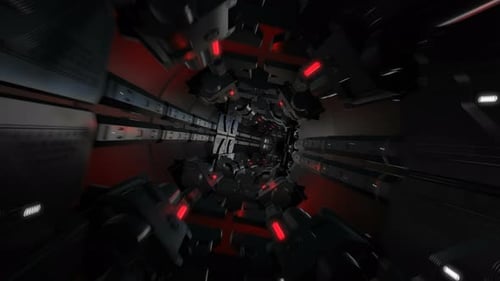 3d render of futuristic tunnel with light, loop.