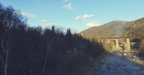 Flight Over Mountain River