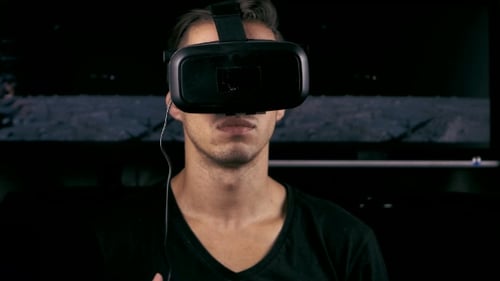 Man Wearing Virtual Reality Headset