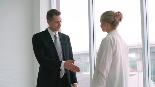 Business People Handshake in Corporate Office