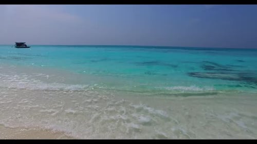 Aerial nature of marine tourist beach holiday by blue sea with white sandy background of a dayout be