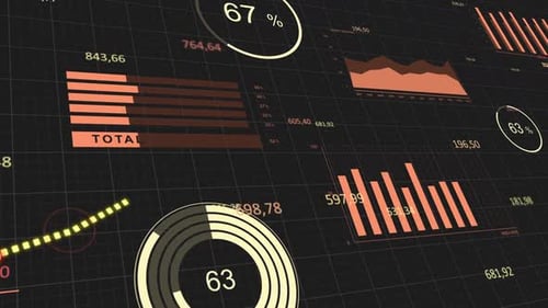 Progress Chart Bars and Financial Diagrams with Rising Stock Market Information