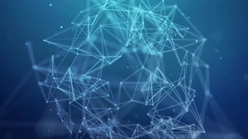 Abstract composition with connecting dots and lines and triangles