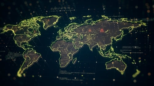 Futuristic Global Data Network Digital World Map Animation