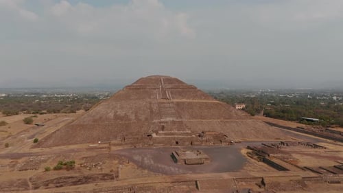 Forwards Fly Around Pyramid of the Sun Old Archaeological Site