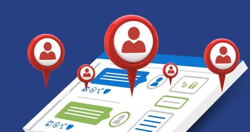 Animated User Pins Dropping onto Social Media UI