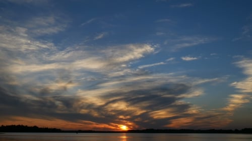 Colour Sunset Over The River