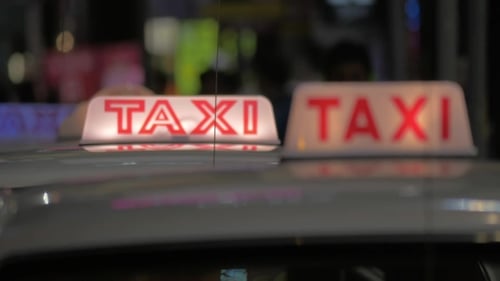 Taxi Cars On Night Road