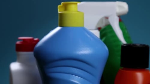 Different Products and Items for Cleaning on the Floor