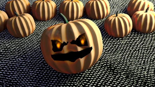 Halloween Jack-o'-Lantern with Spooky Glowing Eyes