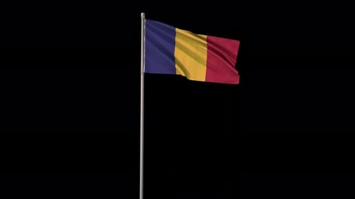 Realistic Romania National Flag Waving Animation with Alpha Channel