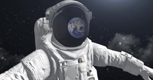 Astronaut In Space Looking At The Ground