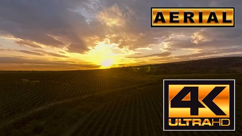 Aerial View of Rural Landscape at Sunset