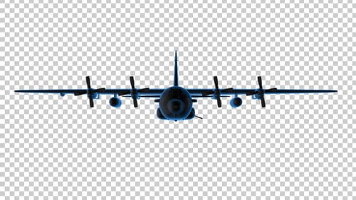 Military Transport Plane Flying Head-On 3D Animation
