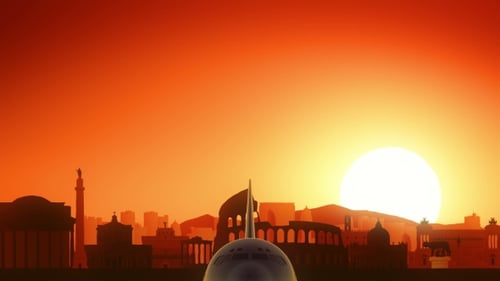 Rome Italy Airplane Skyline Sunrise Take Off