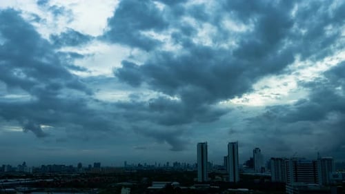 Cloudy Skies Over City Time Lapse