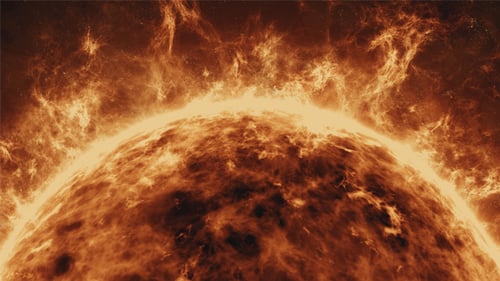 Animated Fiery Sun Surface with Glowing Plasma Eruptions