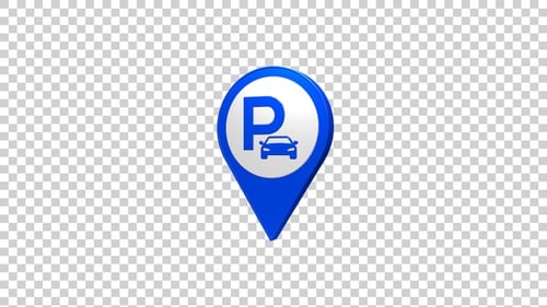 3D Animated Parking Map Pin Icon Reveal