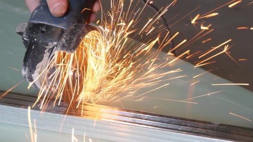 Metal Cutting Machine Sparks During Construction Indoors